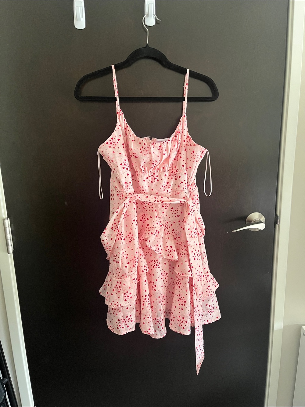 Francesca's Collections Pink & Red Hearts Ruffle Midi Dress ❤️❤️❤️